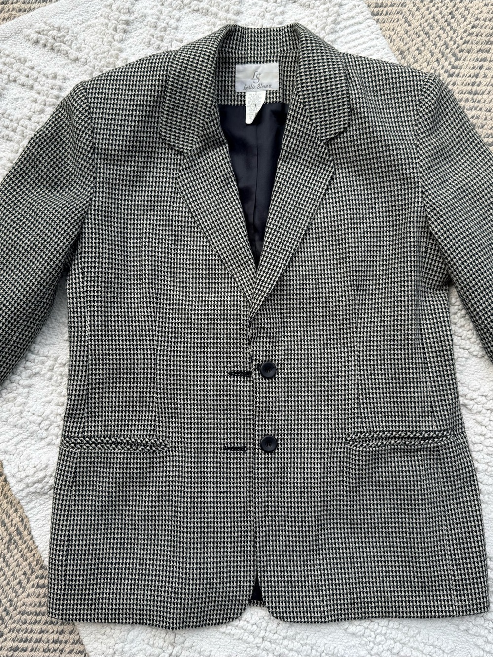 Leslie Steven Black & White Vintage Houndstooth Jacket